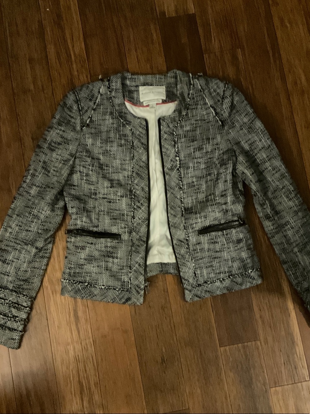 Banana Republic Gray Tweed Open-Front Blazer